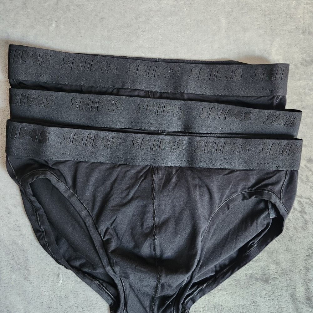 New SKIMS Men's Stretch Modal Briefs Onyx Black 3 Pack M Comfort Underwear Lot